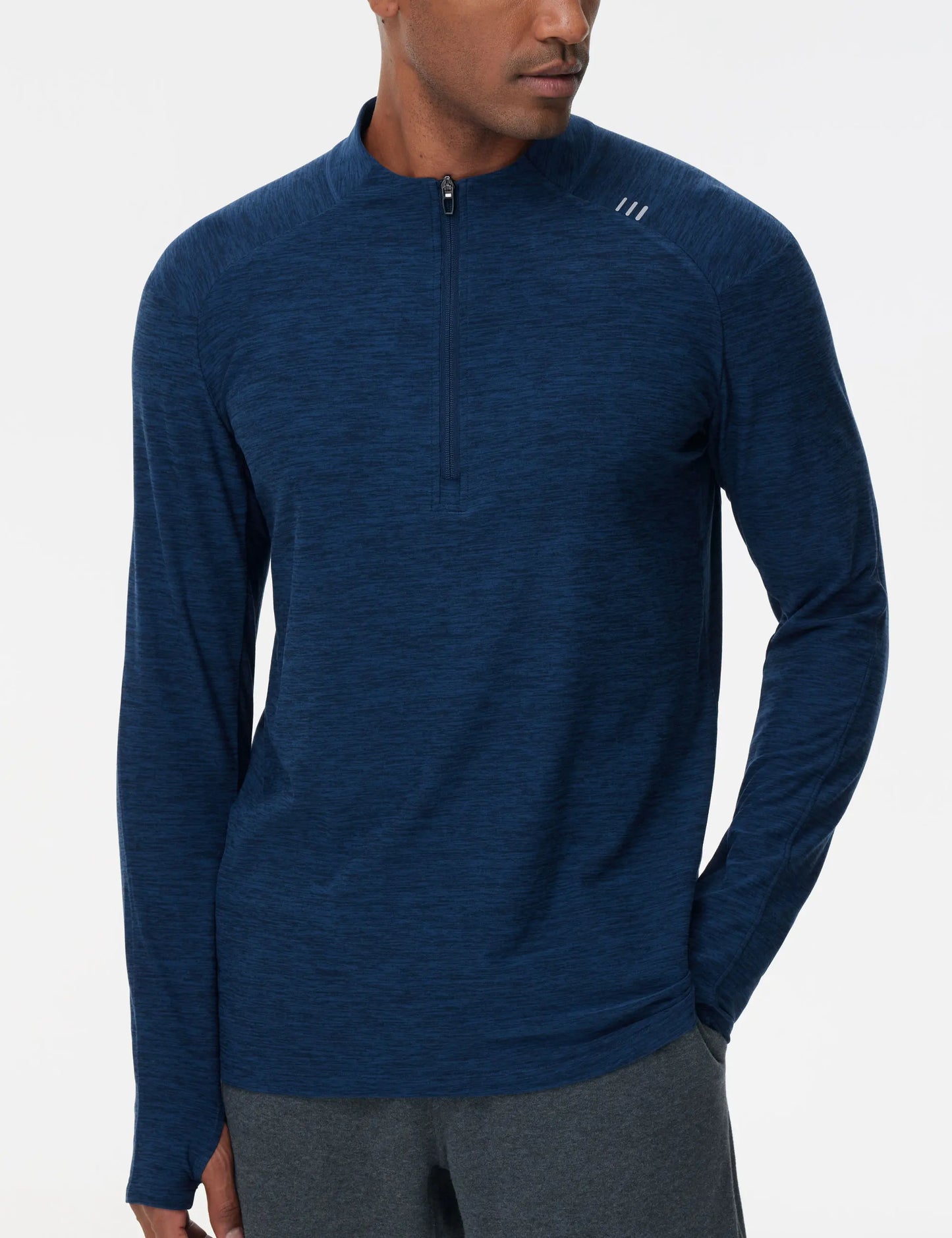 THE GYM PEOPLE Men's Half-Zip Long Sleeve Golf Shirts Soft/Lightweight Warm Workout Pullover Sweatshirts with Thumb Hole