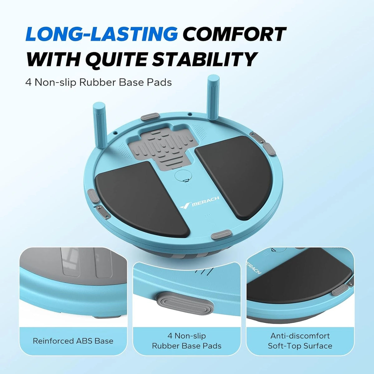 MERACH Balance Ball 18'' Half Ball Exercise Trainer for Core Workout Anti-Slip/450 LBS Capacity Includes Foot Pump and Resistance Bands