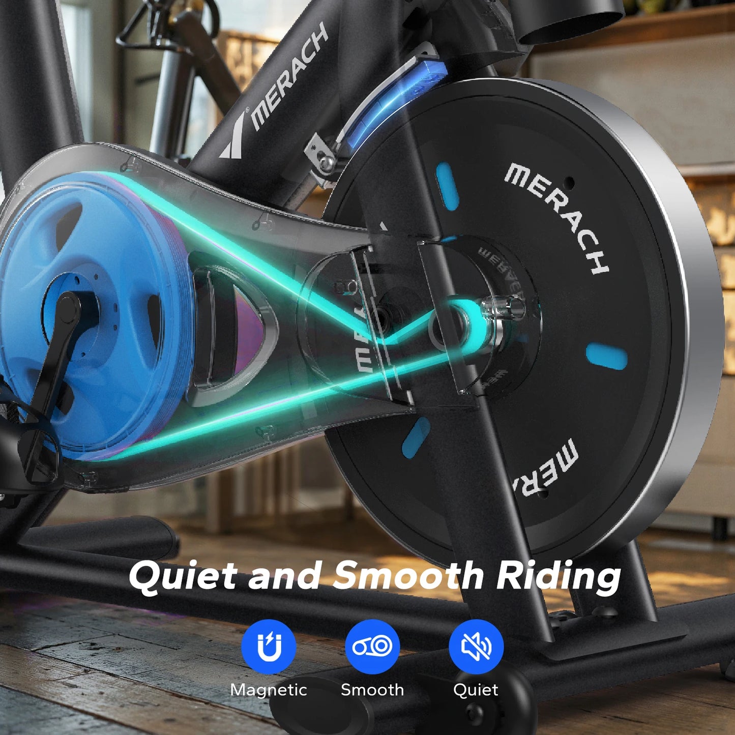 MERACH Exercise Bike Brake Pad/Magnetic Stationary Bike with Exclusive App/Low Noise Indoor Cycling Bike with Fitness Courses