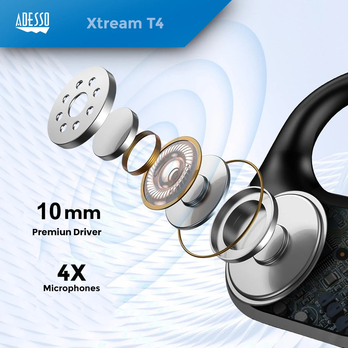 Open Ear Sports Wireless Earbuds Bluetooth 5.3 Water Resistant Sweatproof/Earphones with Built-in Mic 16.5mm Driver Touch Control