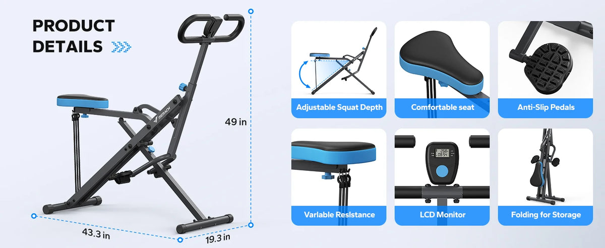 MERACH Squat Machine Squat Rowing Machine with Adjustable Resistance/350 LBS Max Weight Capacity Easy Setup & Foldable Machine
