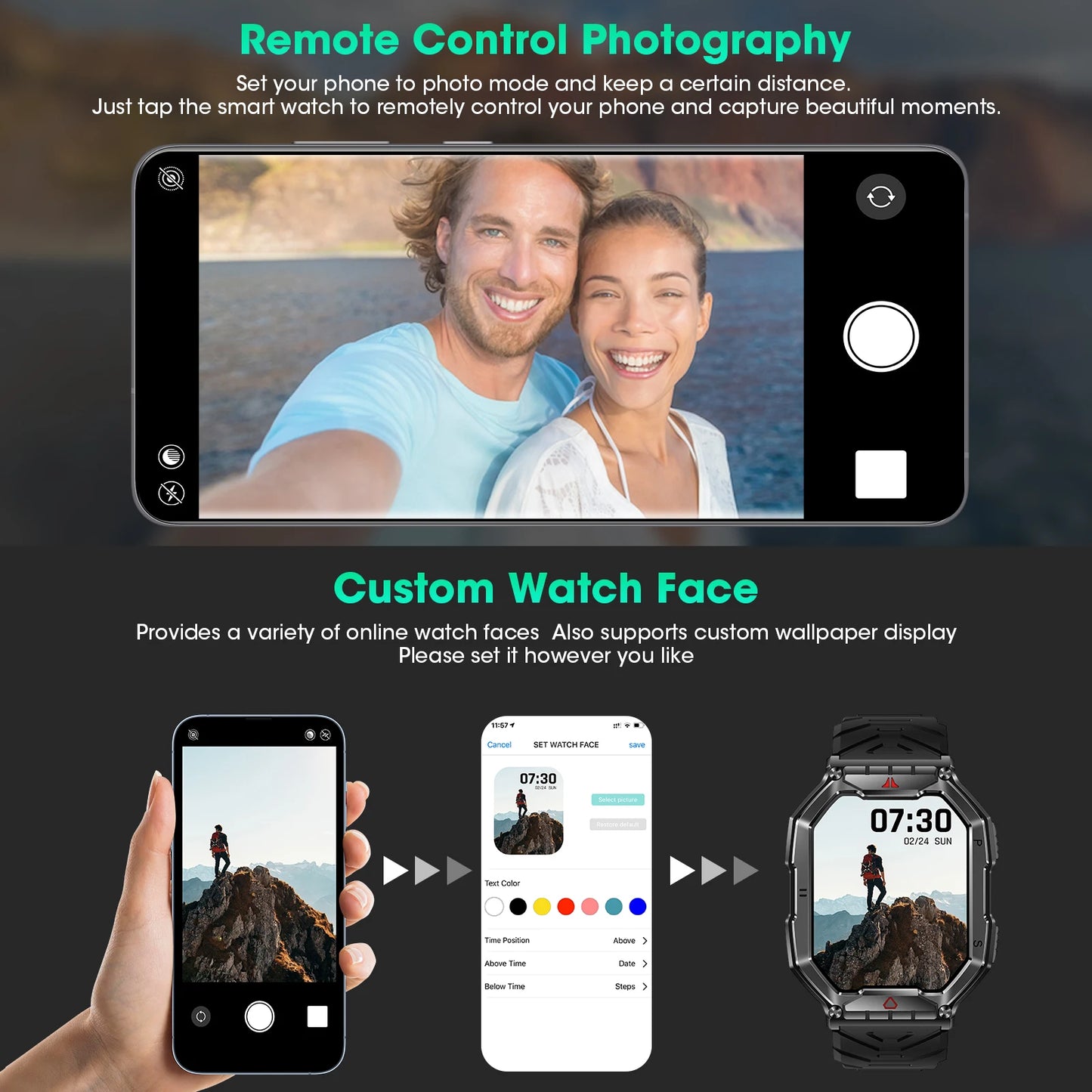 2026 Fashion 2.1 Inch AMOLED Smart Watch Men Bluetooth Call/107 Sports Mode GPS Trajectory Heart Rate Blood Pressure Oxygen Monitor