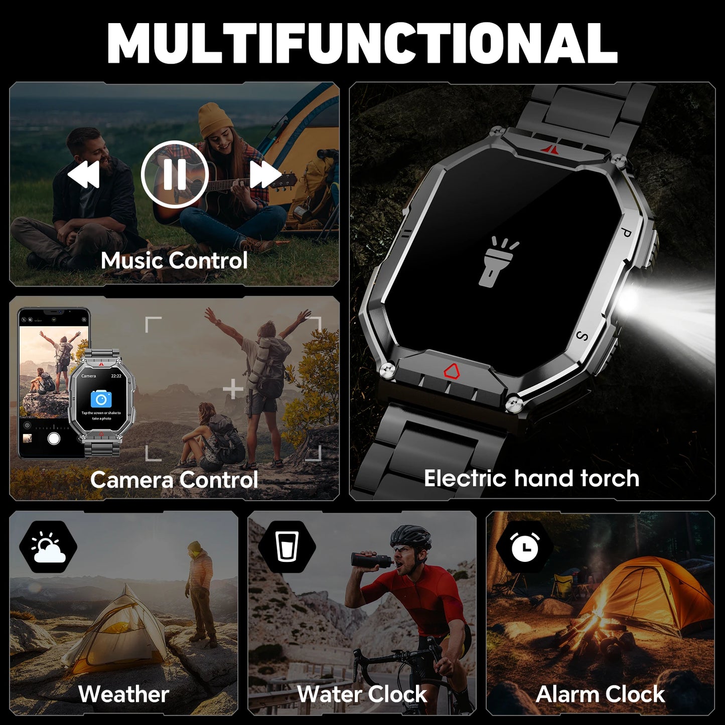 2026 Fashion 2.1 Inch AMOLED Smart Watch Men Bluetooth Call/107 Sports Mode GPS Trajectory Heart Rate Blood Pressure Oxygen Monitor