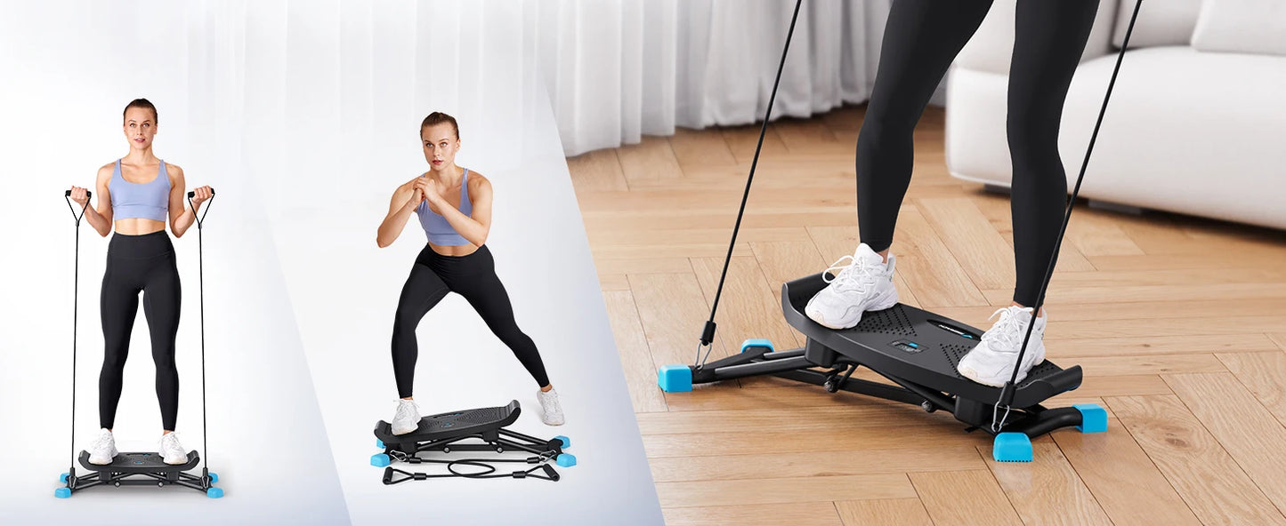 MERACH Mini Stepper Rocking Exercise Machine Balance Board/With Resistance Bands Quiet Fitness Pedal Trainer Lcd Monitor