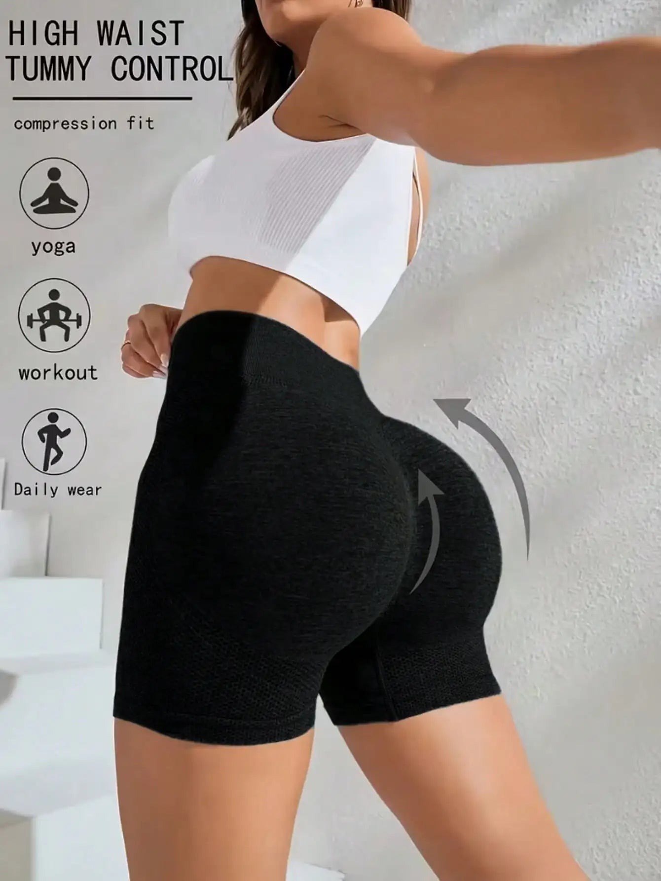 4 Piece Women's Yoga Shorts, Solid Color High Waisted Slimming/Hip Lifting Perfect for Sports Fitness Running Fitness Shaping