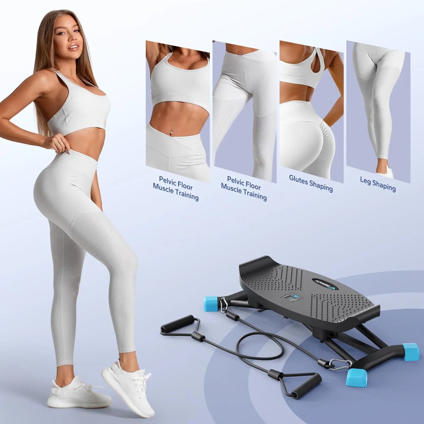 MERACH Mini Stepper Rocking Exercise Machine Balance Board/With Resistance Bands Quiet Fitness Pedal Trainer Lcd Monitor