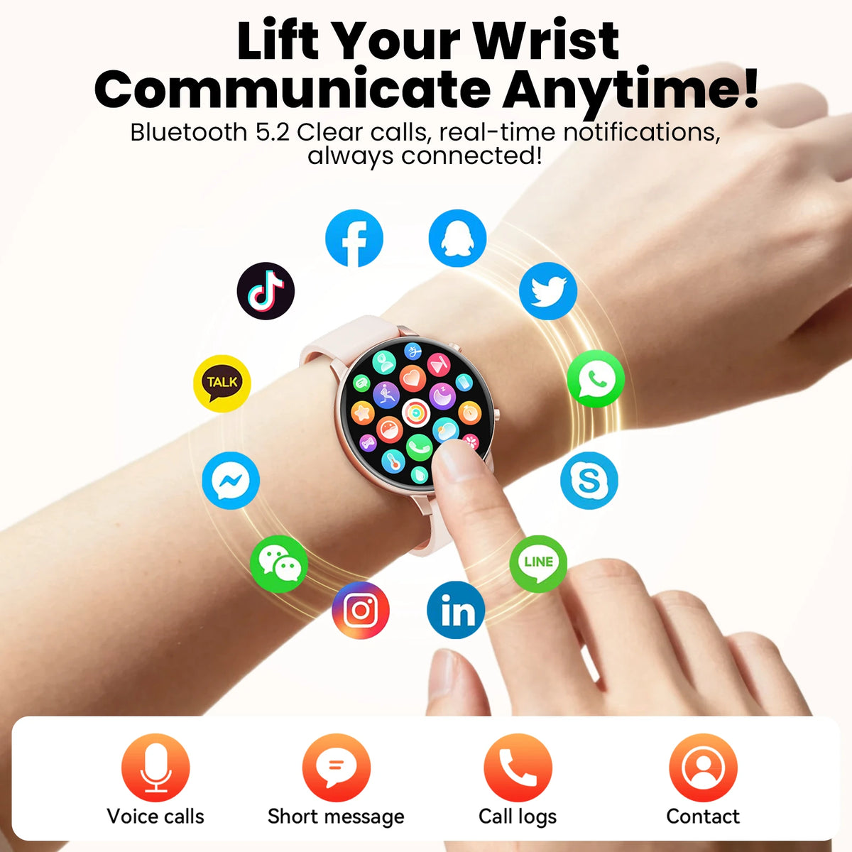 1.39" Round Smart Watch for Women Bluetooth Call Fitness Tracker/Custom Dial IP67 Waterproof 178 Sports Modes Heart Rate