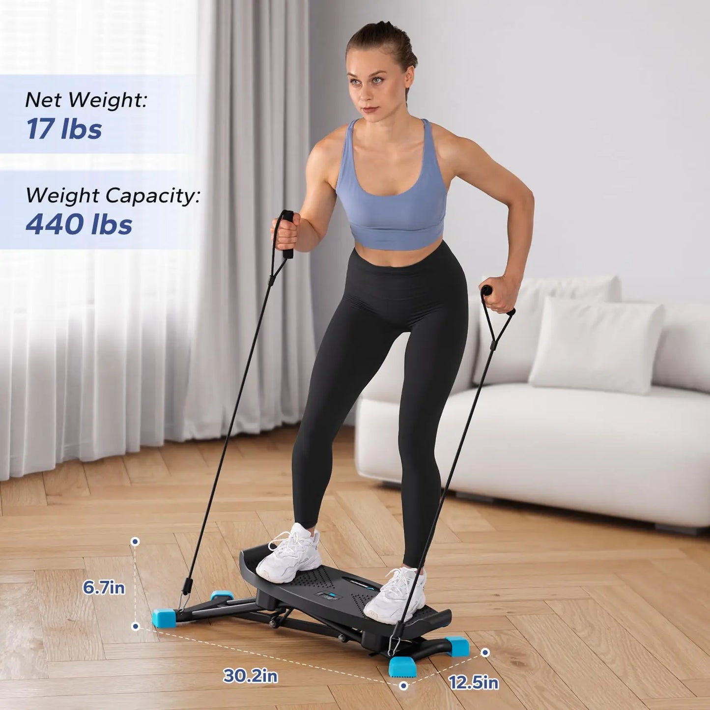 MERACH Mini Stepper Rocking Exercise Machine Balance Board/With Resistance Bands Quiet Fitness Pedal Trainer Lcd Monitor