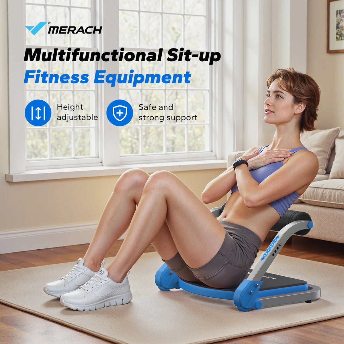 MERACH Ab Machine Abdominal Trainer With 3 Adjustable Resistance Levels/For Home Automatic Rebound Ab Crunch Machine