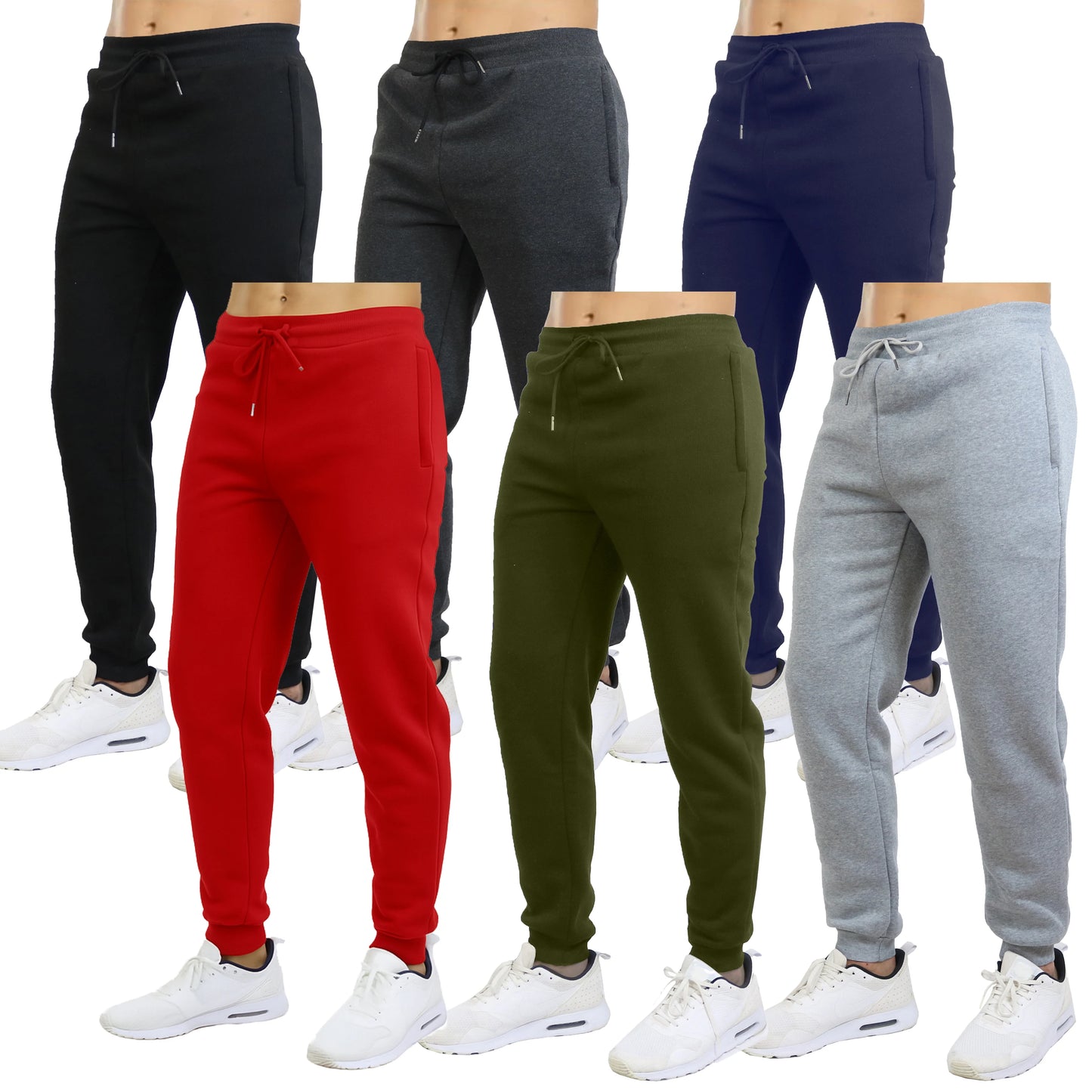 Galaxy by Harvic 3-Pack Men's Slim Fit/Fleece Jogger Sweatpants (S-2XL)