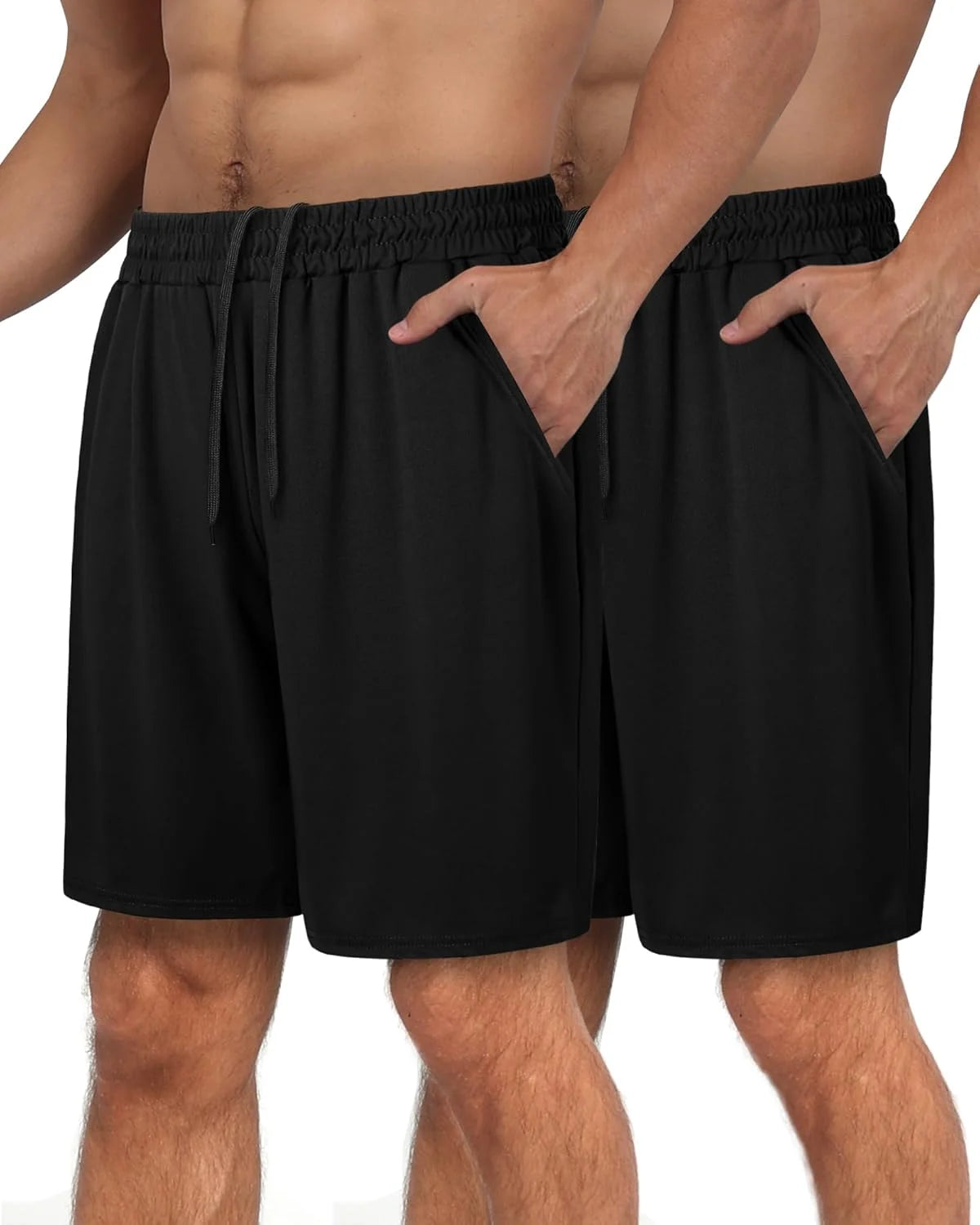 2 Pack Men's Gym Basketball Shorts Athletic Black Workout/Quick Dry Shorts with Pockets for Casual Running