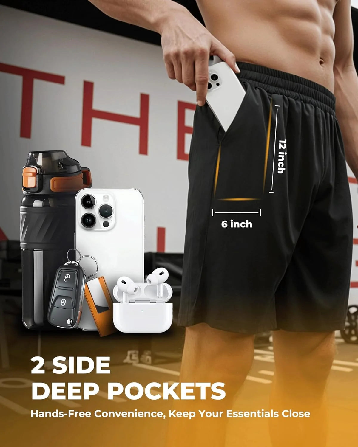 2 Pack Men's Gym Basketball Shorts Athletic Black Workout/Quick Dry Shorts with Pockets for Casual Running
