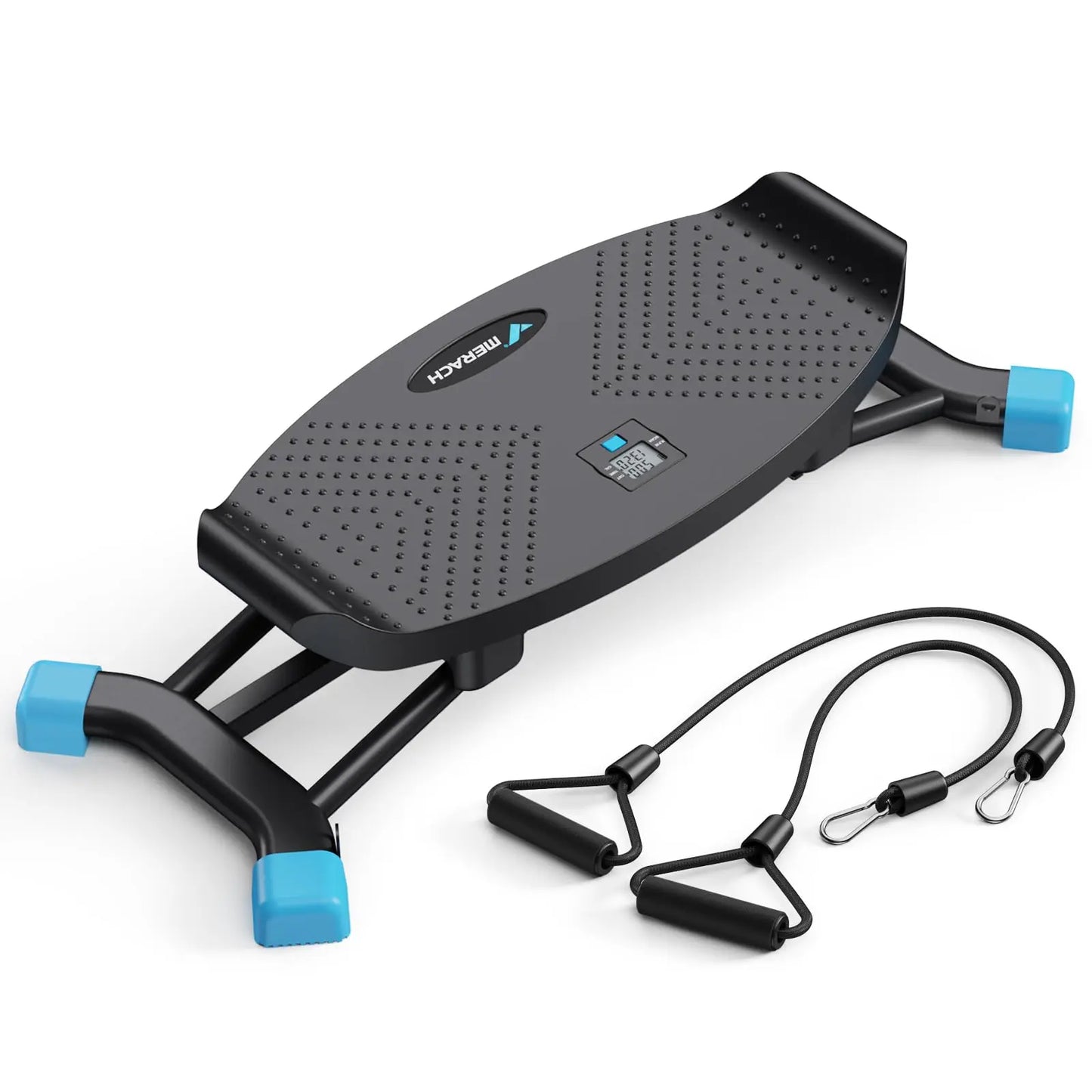 MERACH Mini Stepper Rocking Exercise Machine Balance Board/With Resistance Bands Quiet Fitness Pedal Trainer Lcd Monitor