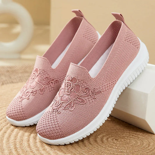 Women's breathable hollow flat shoes shallow mouth flower/solid color mesh shoes fashionable lazy shoes