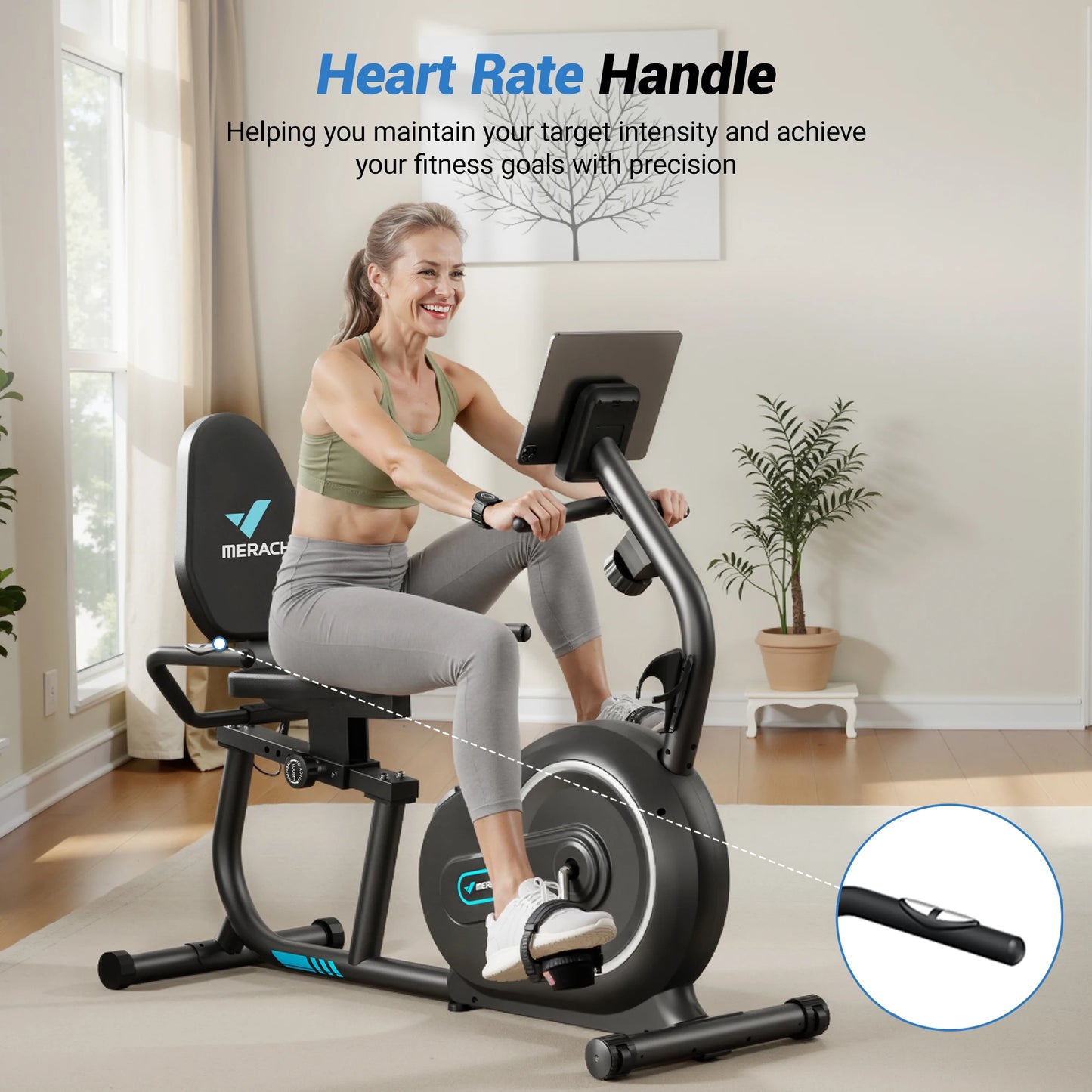 MERACH Recumbent Exercise Bike for Home Smart Bluetooth/Exclusive App Connectivity LCD Heart Rate Handle Magnetic Recumbent Bike