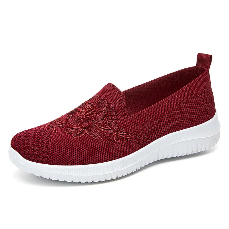 Women's breathable hollow flat shoes shallow mouth flower/solid color mesh shoes fashionable lazy shoes