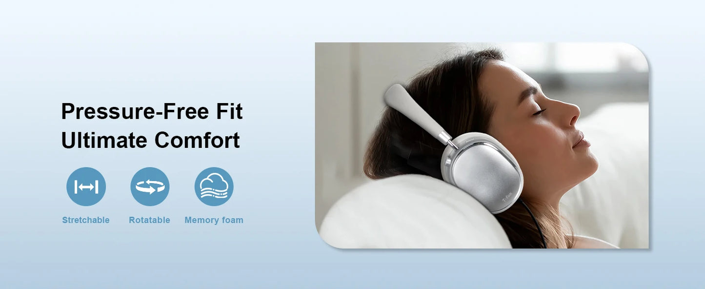 Bluetooth T-fun NC95 Hybrid Active Noise Cancelling Headphones/Built-in Mic 65H Playtime App Control Hi-Res Audio
