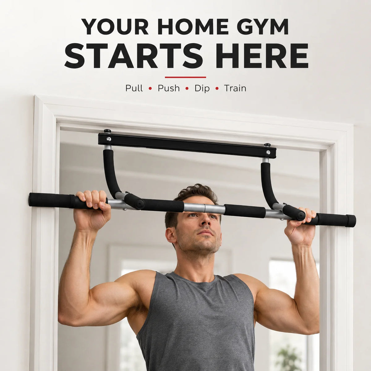 Doorway Pull Up Bar No Drilling Over Door Chin Up Bar Upper Body Workout/Home Gym Equipment with Sponge Handle Hanging Exercises