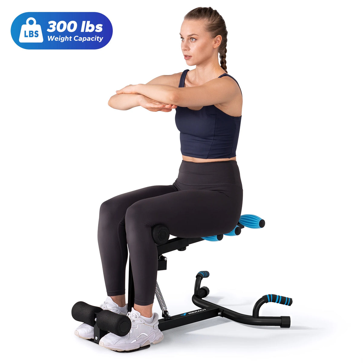 MERACH Multi-Functional Deep Squat Machine Adjustable Trainer/Core & Abs Leg Push Up Workout Exercise Machine 300Lbs Capacity