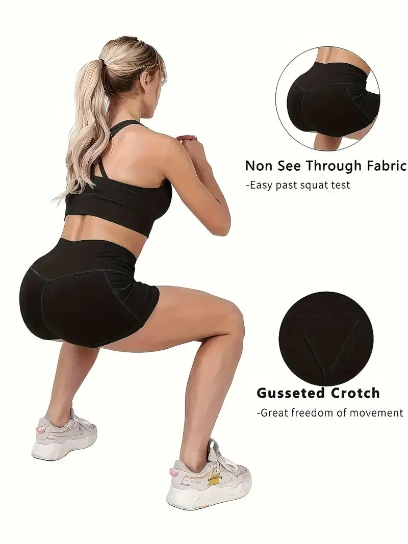 5pcs women's high-waisted cycling pants Padded, tummy-reducing/and hip-raising quick-drying pants for yoga and fitness shorts