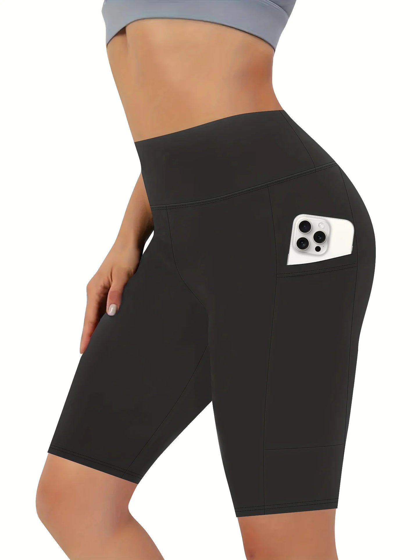 4pcs Set Summer New Style Women's High Waist Butt-Lifting/5-Inch Yoga Shorts with Pockets Yoga Apparel, Pilates Training Wear