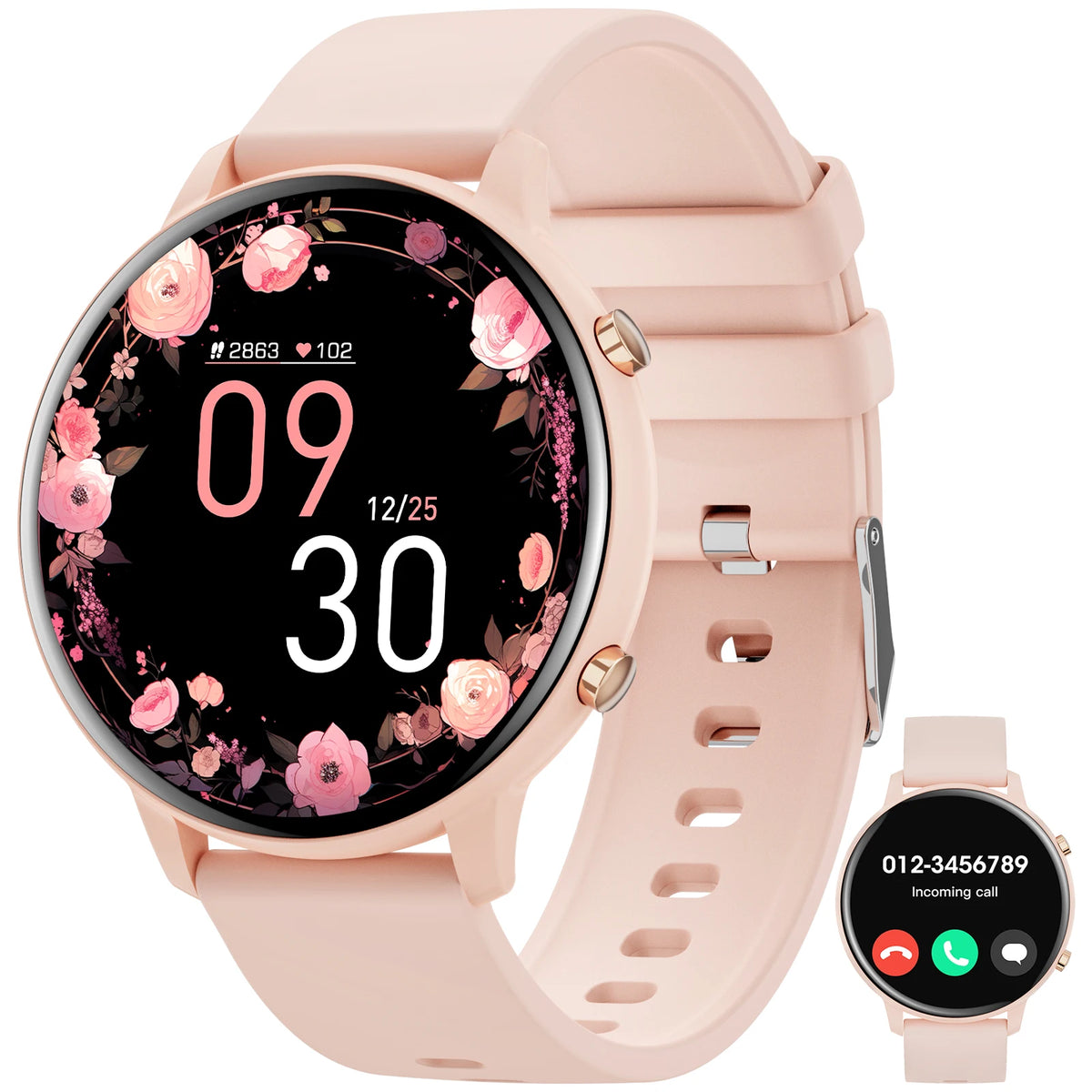 1.39" Round Smart Watch for Women Bluetooth Call Fitness Tracker/Custom Dial IP67 Waterproof 178 Sports Modes Heart Rate