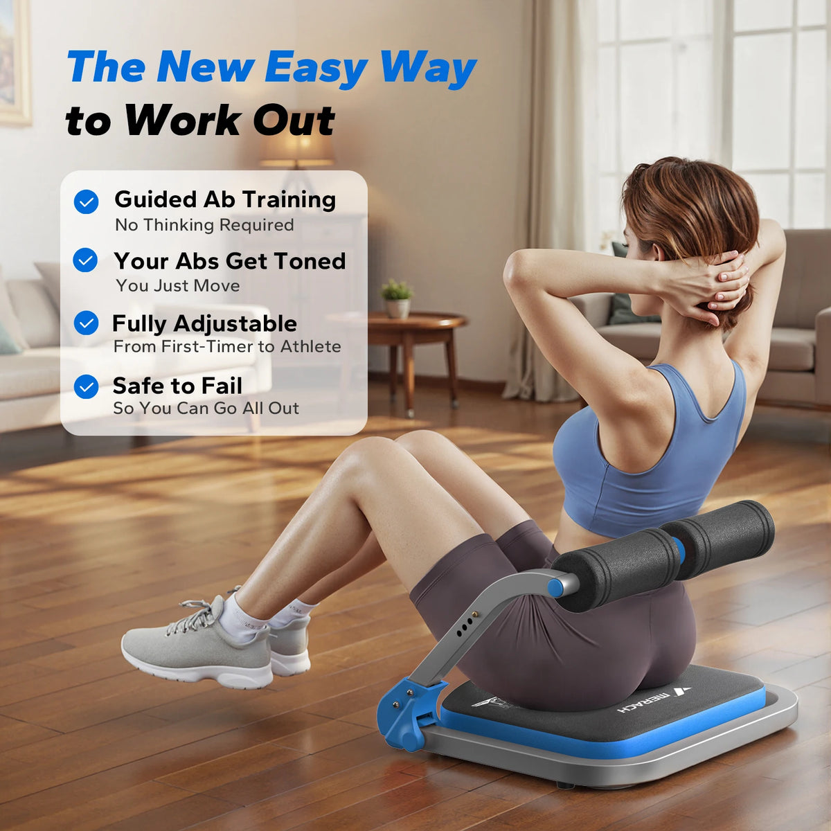 MERACH Ab Machine Abdominal Trainer With 3 Adjustable Resistance Levels/For Home Automatic Rebound Ab Crunch Machine