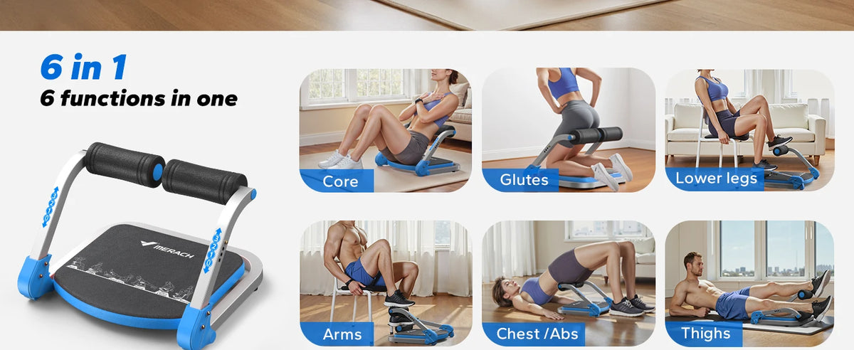 MERACH Ab Machine Abdominal Trainer With 3 Adjustable Resistance Levels/For Home Automatic Rebound Ab Crunch Machine