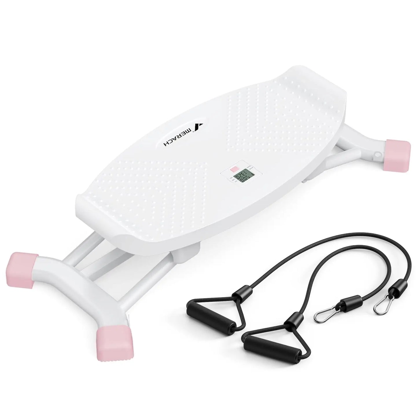 MERACH Mini Stepper Rocking Exercise Machine Balance Board/With Resistance Bands Quiet Fitness Pedal Trainer Lcd Monitor