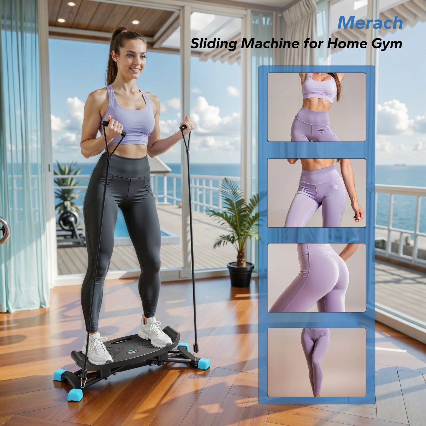 MERACH Mini Stepper Rocking Exercise Machine Balance Board/With Resistance Bands Quiet Fitness Pedal Trainer Lcd Monitor