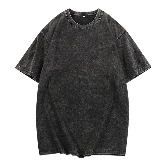 6 Solid Color 100% Pure Cotton 320g Heavy Men's Washed Vintage Oversized T-Shirts/Street Men Harajuku Short Tee