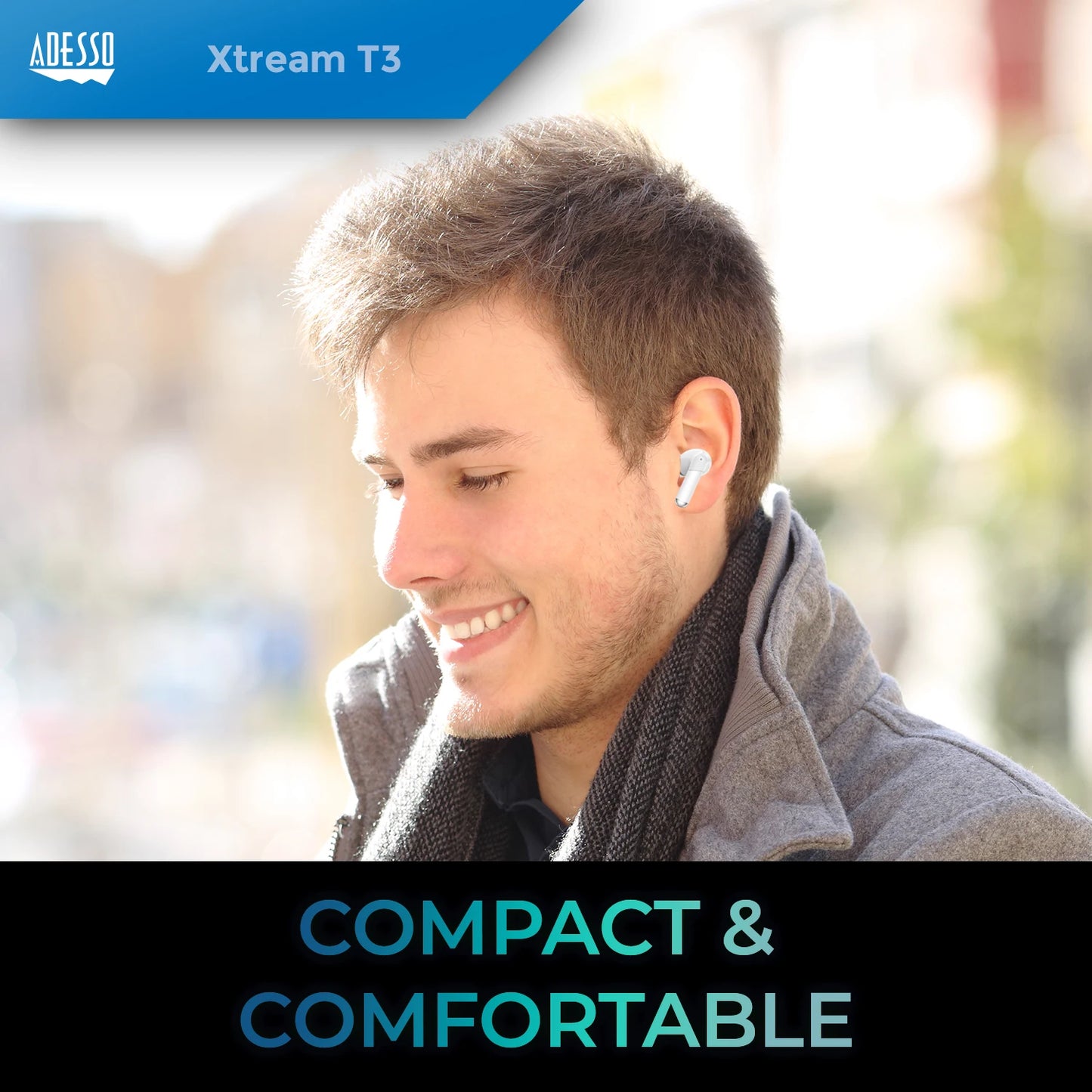 Wireless ANC Earbuds with Touch Screen Charging Case Bluetooth/5.3 Earphones Active Noise Cancelling Headphones with Built-in Mic