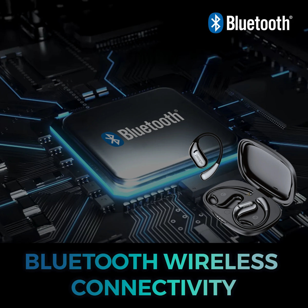 Open Ear Sports Wireless Earbuds Bluetooth 5.3 Water Resistant Sweatproof/Earphones with Built-in Mic 16.5mm Driver Touch Control