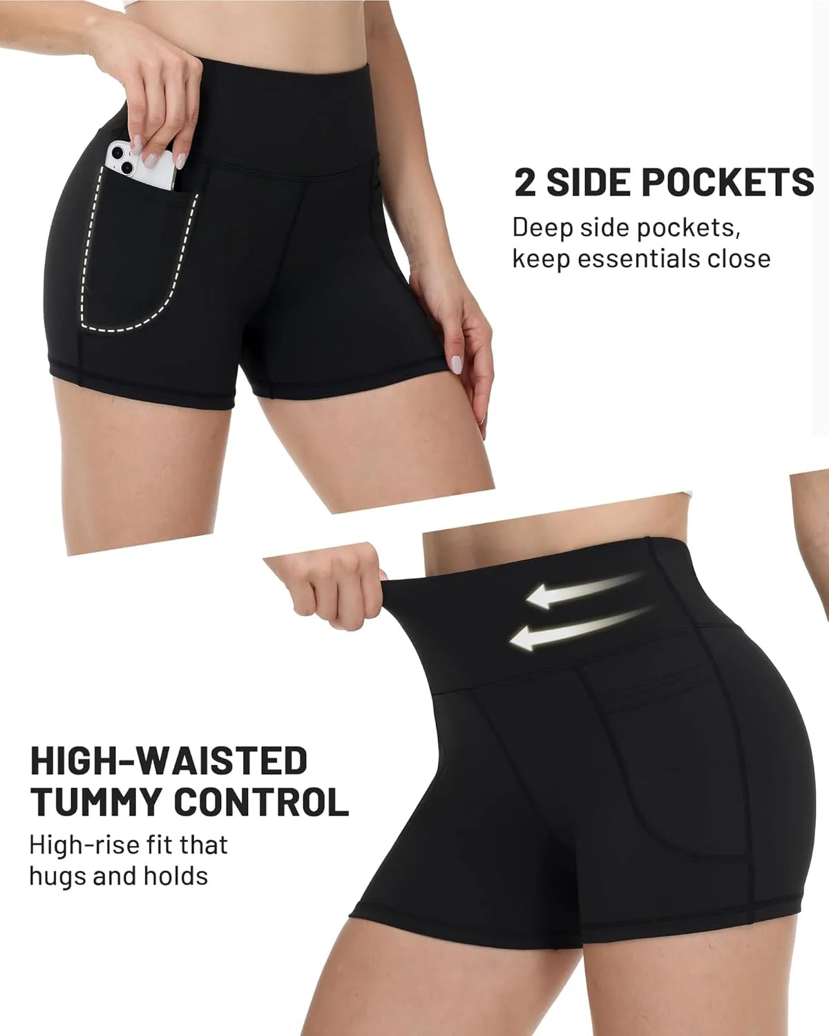 5pcs women's high-waisted cycling pants Padded, tummy-reducing/and hip-raising quick-drying pants for yoga and fitness shorts