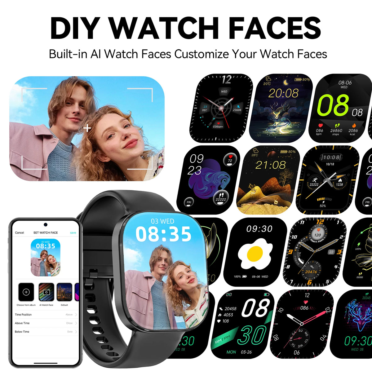 Y2 Smart Watch Bluetooth Call 1.88" TFT Screen IP67 Waterproof/Fitness Watch Heart Rate Blood Oxygen Monitor