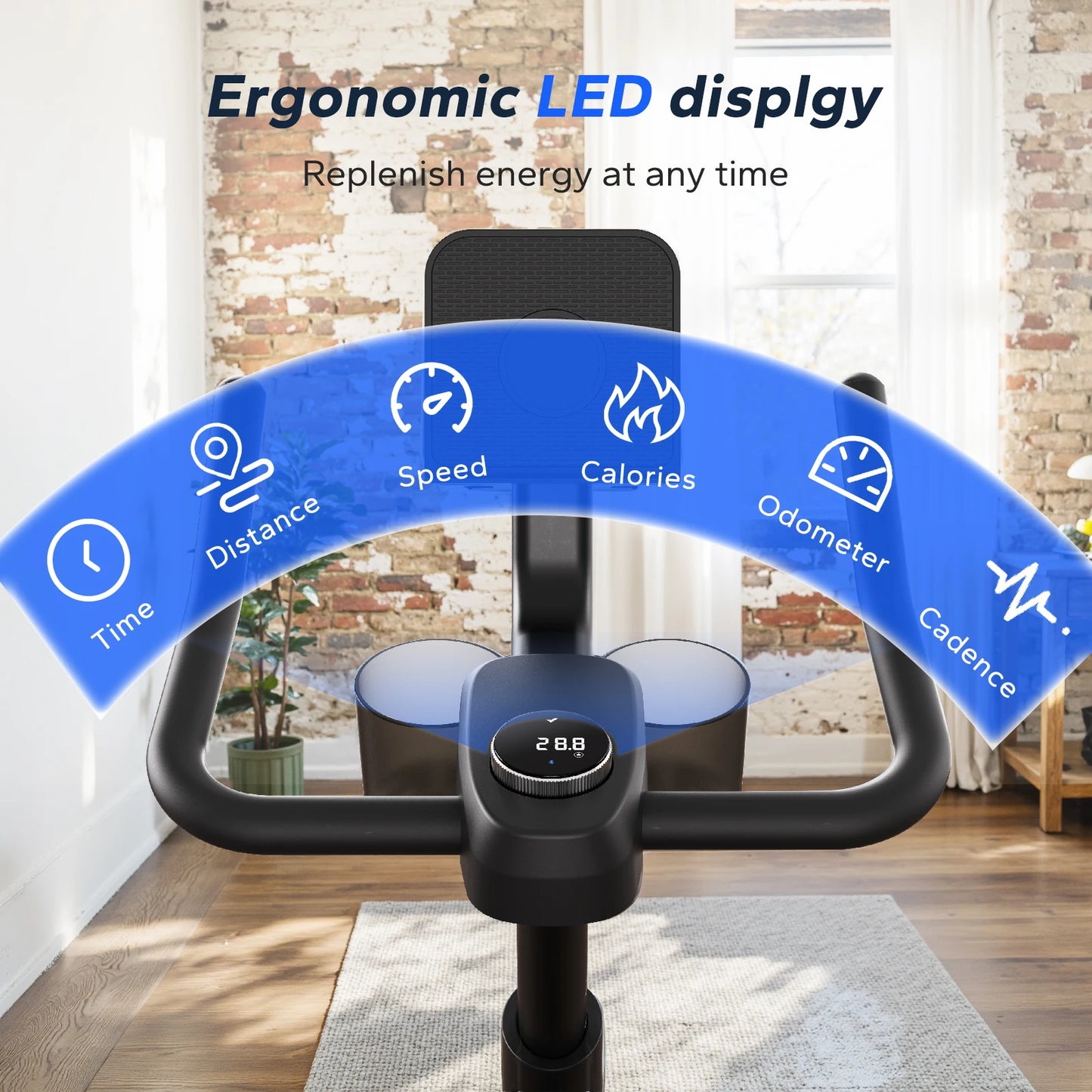 MERACH Exercise Bike Brake Pad/Magnetic Stationary Bike with Exclusive App/Low Noise Indoor Cycling Bike with Fitness Courses