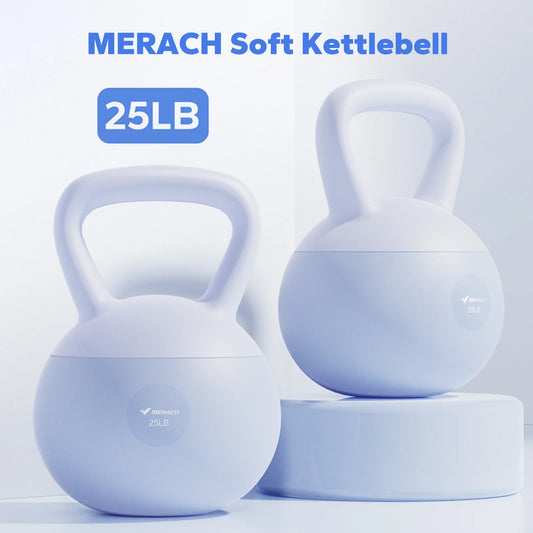 MERACH Kettlebell Sand Filled Shock Absorbing 15/25 LB PVC Kettlebell/for Home Gym Floor-Friendly Non-Slip Rubber Base Wide Handle