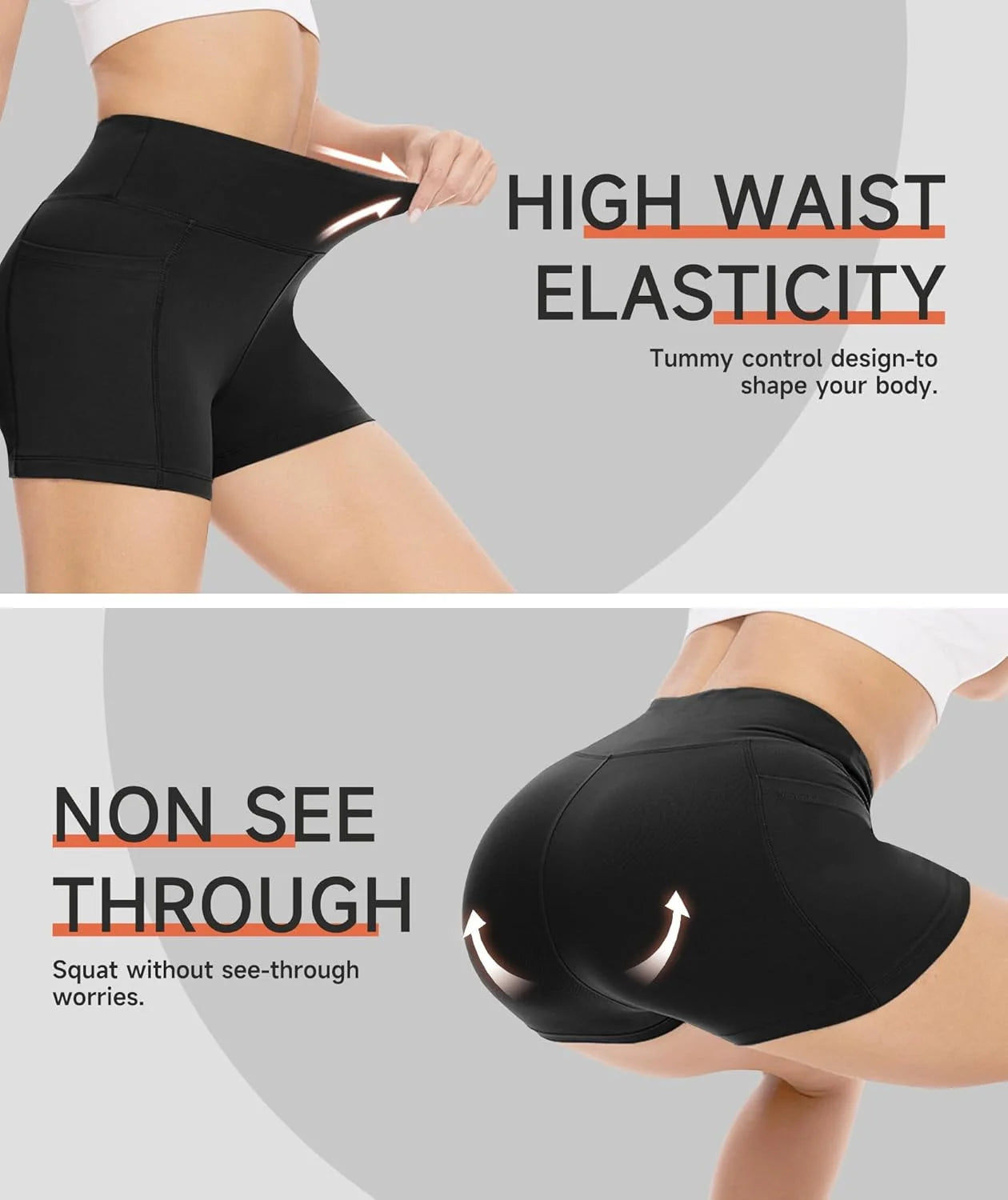 5pcs women's high-waisted cycling pants Padded, tummy-reducing/and hip-raising quick-drying pants for yoga and fitness shorts