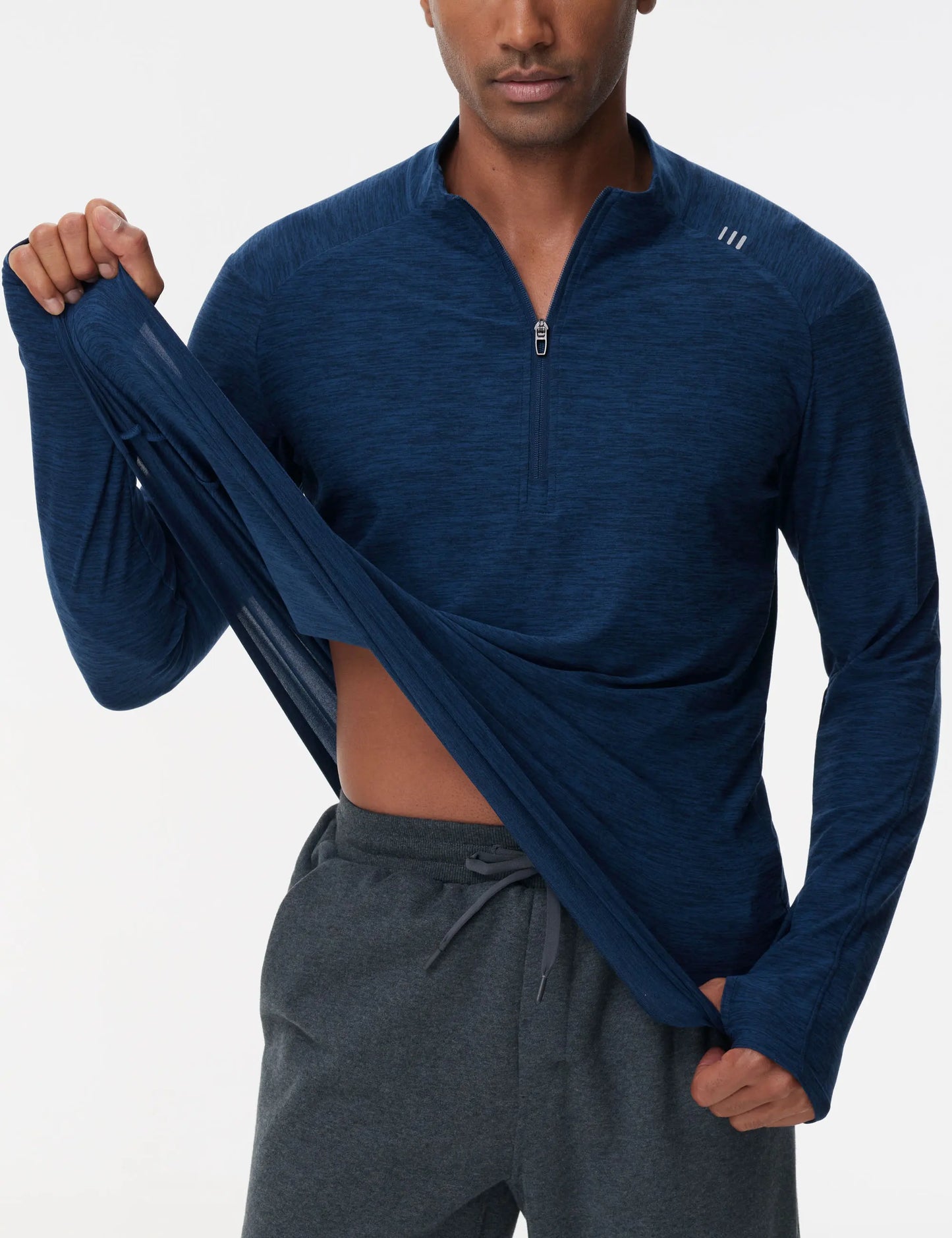 THE GYM PEOPLE Men's Half-Zip Long Sleeve Golf Shirts Soft/Lightweight Warm Workout Pullover Sweatshirts with Thumb Hole