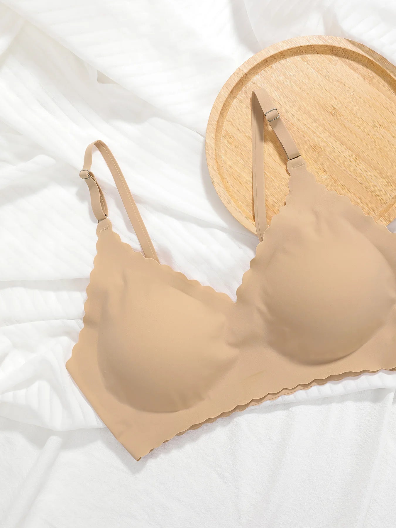 5pcs Floral Wavy Backless Push-Up Bra Deep V U-Shape Adjustable Straps Seamless Wireless Padded Lift Comfy Smoothing