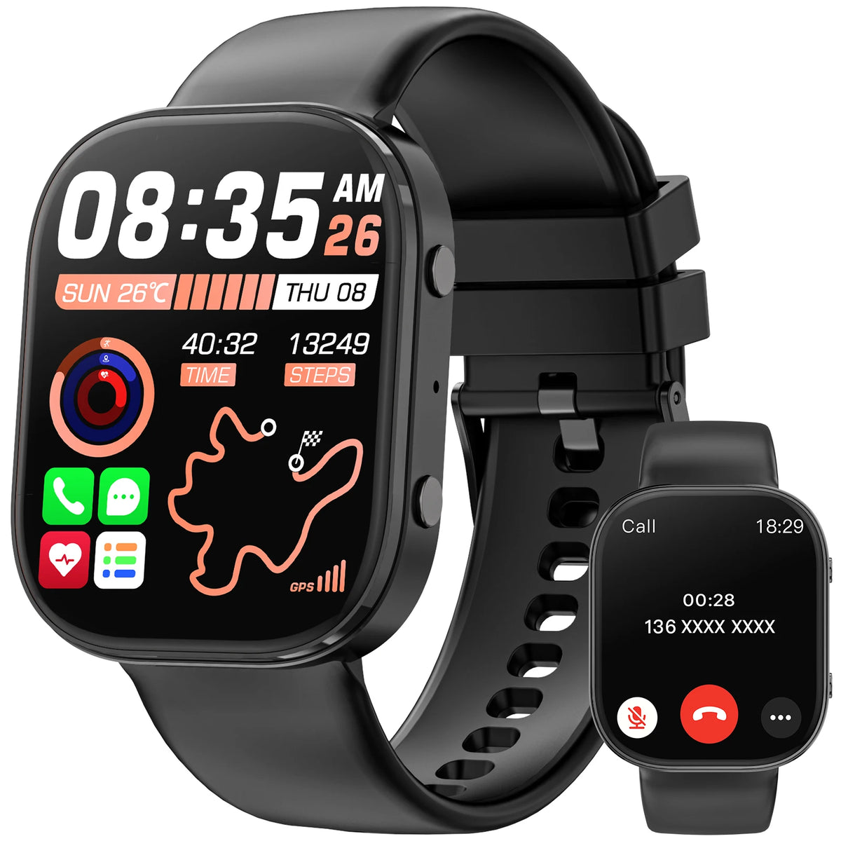 Y2 Smart Watch Bluetooth Call 1.88" TFT Screen IP67 Waterproof/Fitness Watch Heart Rate Blood Oxygen Monitor