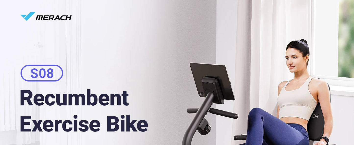 MERACH Recumbent Exercise Bike for Home Smart Bluetooth/Exclusive App Connectivity LCD Heart Rate Handle Magnetic Recumbent Bike
