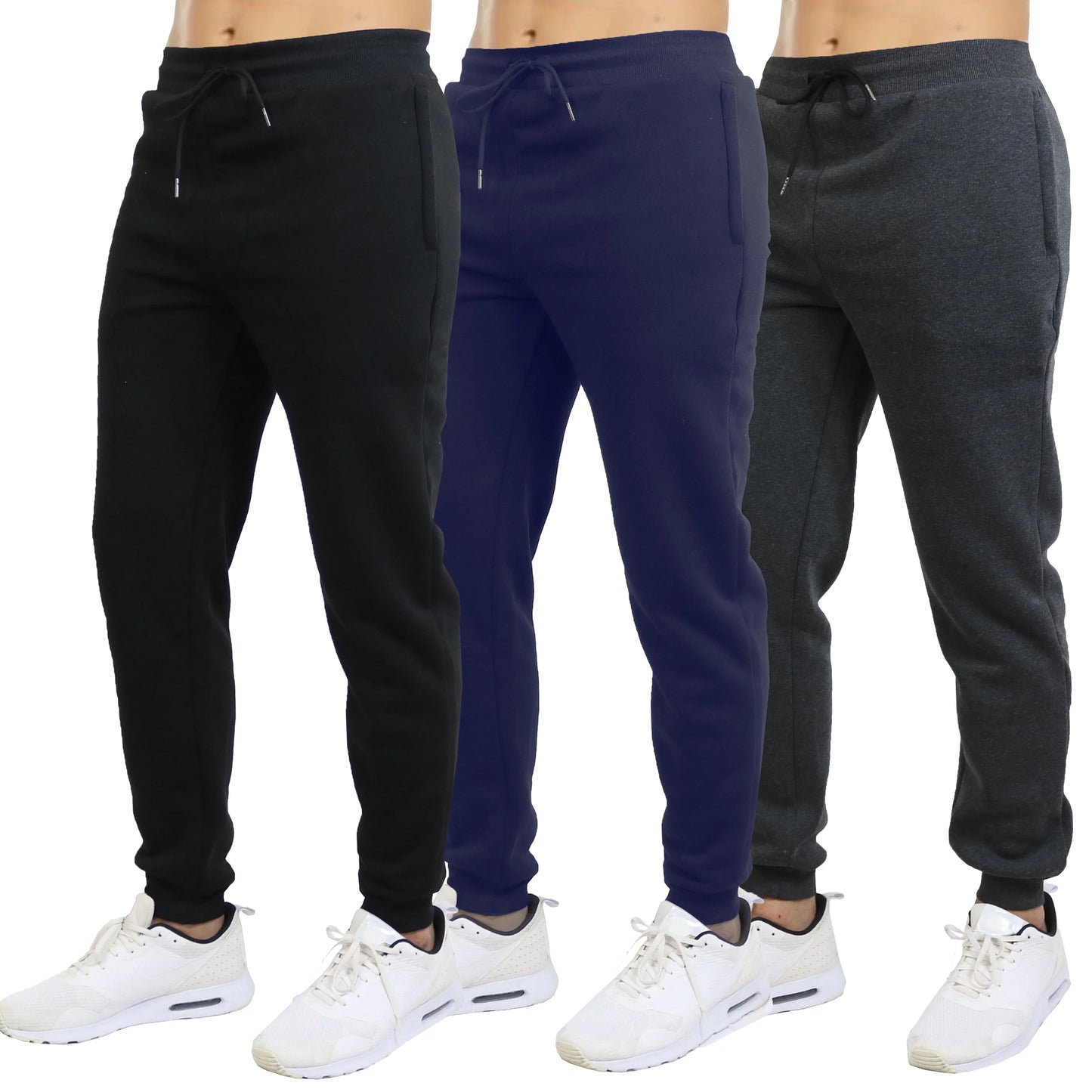 Galaxy by Harvic 3-Pack Men's Slim Fit/Fleece Jogger Sweatpants (S-2XL)
