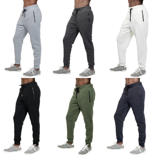 6 Pack Lucky No. 1 Men’s Fleece Active Athletic Workout Jogger Sweatpants/for Men with Zipper Pocket and Drawstring S-3XL
