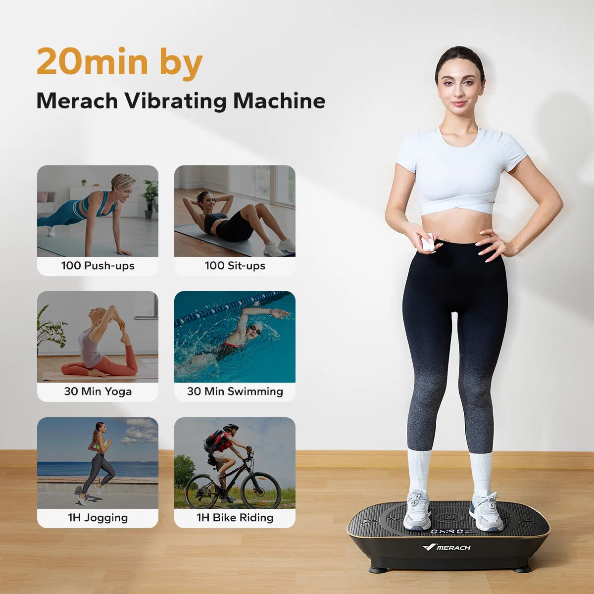 MERACH Vibration Plate Exercise Machine Whole Body Workout Power/Vibrate Fitness Platform Vibration Weight Loss Shaping