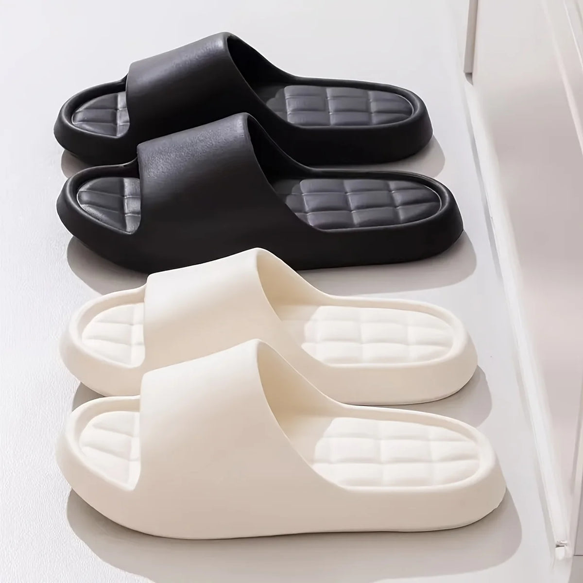Stylish and Elegant Eva Square Slippers Non-Slip Casual with Ribbed Texture/Perfect for Indoor and Outdoor Use, Beach and Sea