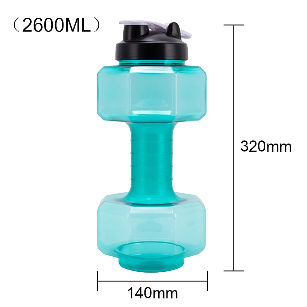 1pcs 2600mL PET Dumbbell Shaped/Kettle Multifunctional Gym Sports Water Bottle