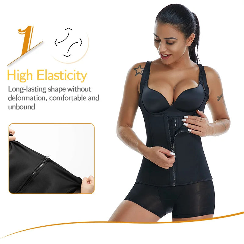 2 PCS Women's Waist Trainer Sauna Effect Sweat Vest Corset/Body Shaper Neoprene Shapewear Tummy Control Gym Workout Tank Top