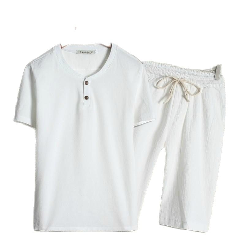 Summer short-sleeved T-shirt + shorts two-piece suit/men set comfortable breathable