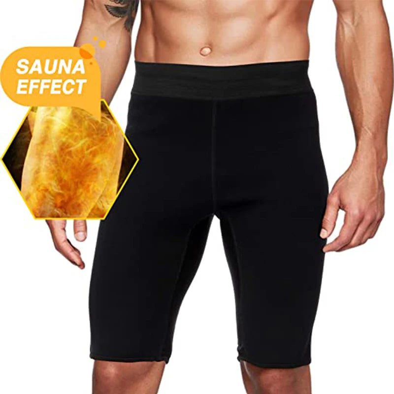 Men Sweat Sauna Pants Thermo Slimming/Thigh Shaper Tummy Control Shorts High Waist